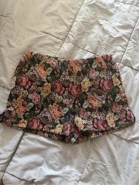 Blu Pepper Floral Jacquard Shorts - Green, Pink, Yellow